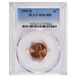 1993-D Lincoln Cent PCGS MS-67 RD