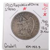 1910 Chile One Peso SILVER !