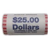 $25 Unopened Roll Presidential $1 Coins