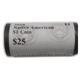 $25 Unopened Roll Native American $1 Coins