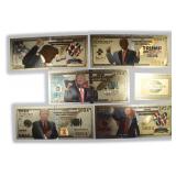 Five (5) Gold Foil Donald Trump Fantasy Notes