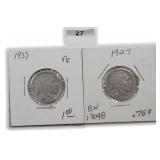 TWO (2) Buffalo Nickels
