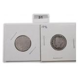 TWO (2) V Nickels