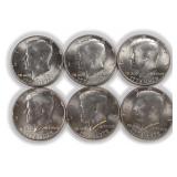 SIX (6) Bicentennial Kennedy Half Dollars