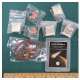 Space Meteorite and Pin Backs incl. Chevron