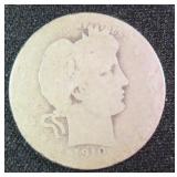 Silver 1910 Barber Quarter