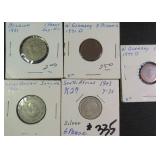 1943 Silver South Africa 6 Pence and (4) More