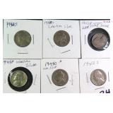 SIX (6) Silver War Nickels ($20.28 Melt Value