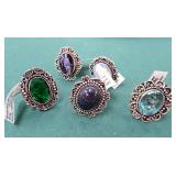 Five (5) German Silver Rings incl. Size 6,6,6,8,9