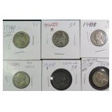 SIX (6) Silver War Nickels ($20.28 Melt Value