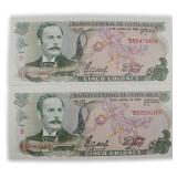 TWO (2) Costa Rican Notes
