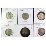 SIX (6) Silver War Nickels ($20.28 Melt Value