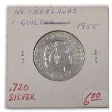 SILVER 1955 Netherlands 1 Guilder