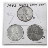 Three (3) 1943 Steel Cents