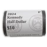 $10 Unopened Roll of UNC Kennedy Half Dollars