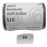 $10 Unopened Roll of UNC Kennedy Half Dollars