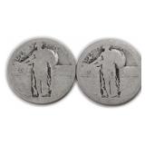 TWO (2) Dateless Silver Standing Liberty Quarters