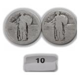 TWO (2) Dateless Silver Standing Liberty Quarters