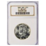 SILVER 1965 Kennedy Half Dollar SMS NGC MS-66