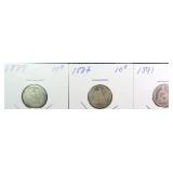Three (3) Silver Seated Liberty Dimes