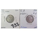 TWO (2) Silver Great Britain 6 Pence, $5.50 Melt