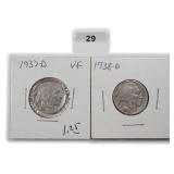 TWO (2) Buffalo Nickels
