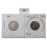 TWO (2) V Nickels