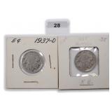 TWO (2) Buffalo Nickels