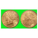 1888 Liberty $20 Gold Double Eagle NGC AU-58
