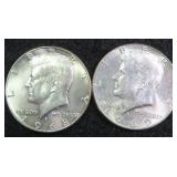 TWO (2) 40% Silver Kennedy Half Dollars