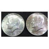 TWO (2) 40% Silver Kennedy Half Dollars