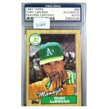 TONY LARUSSA Signed 1987 Topps Card PSA Authentic