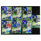 Seven (7) Optic Game Used Material Football Cards