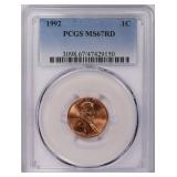 1992 Lincoln Cent PCGS MS-67 RD