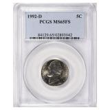 1992-D Jefferson Nickel PCGS MS-65 FS