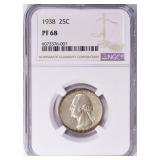 $8750 1938 Washington Quarter NGC Proof-68 (Toned)