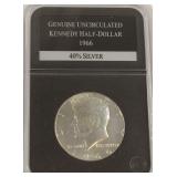 1966 40% Silver Kennedy Half Dollar, Slabbed