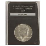 1967 40% Silver Kennedy Half Dollar, Slabbed