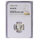 $7250 Guide: 1944-S Mercury Dime NGC MS-68 FB