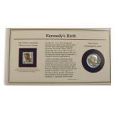 1964 Kennedy Silver Half Dollar with Stamp