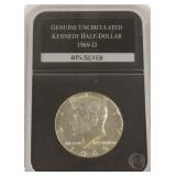 1969-D 40% Silver Kennedy Half Dollar, Slabbed