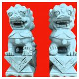 NO SHIPPING: Stone? Pair Foo Dogs