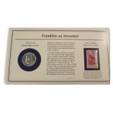 1962 Silver Franklin Half Dollar Display w/ Stamp