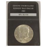 1965 40% Silver Kennedy Half Dollar, Slabbed
