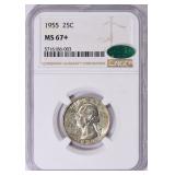 1955 Quarter NGC MS-67+ (CAC Green)(Toned) TOP POP