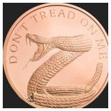 ONE oz Donï¿½t Tread on Me Copper Bullion Round
