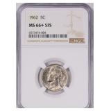 1962 Jefferson Nickel NGC MS-66+ 5FS $900