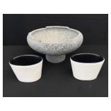 Pedestal bowl and textured Haeger stoneware