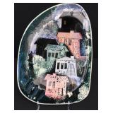 MCM Sascha Brastoff Rooftops glazed ceramic dish