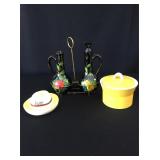 Japanese cruets, Mikasa and Jam lid lot